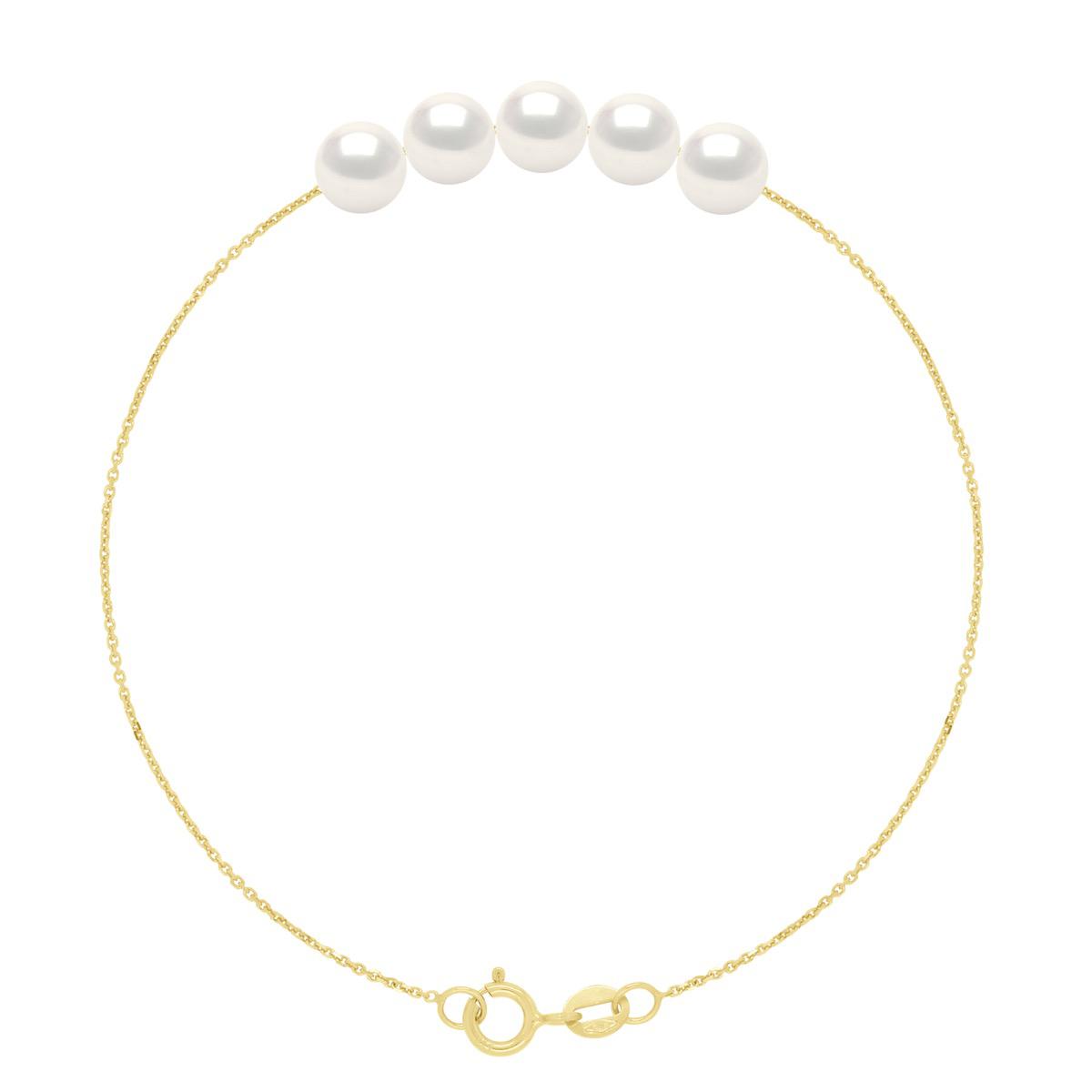 Armband – 5 echte Süßwasser-Zuchtperlen rund 6–7 mm