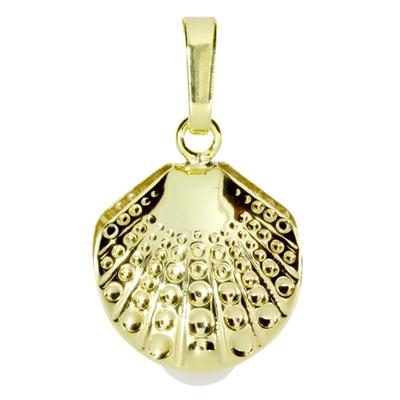 Kettenanhänger OSTSEE-SCHMUCK "Ostsee-Schmuck Anhänger Muschel Anhänger Muschel", gelb, Schmuckanhänger, Damen, 21 x 12mm, Gelbgold 333, 0,7 g, Kettenanhänger