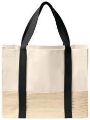 Port Authority BG450 Straw Market Tote Bag in Deep Black size OSFA   %100 cotton canvas