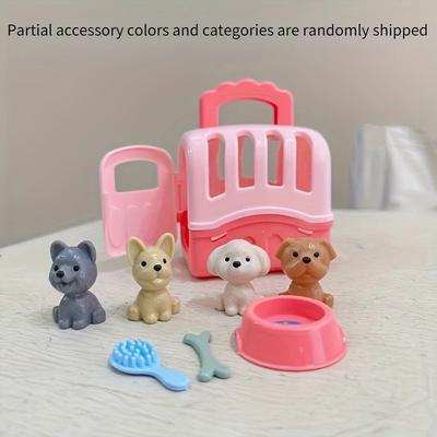 Uplifted Goods 8 Piece Canine Family And Habitat Simulation Set pink