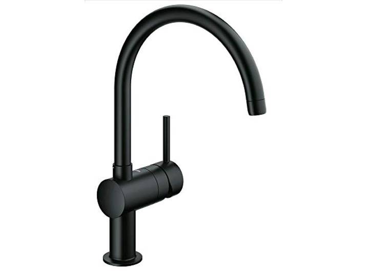 GROHE Minta, Küchenarmatur mit hohem Auslauf (Wasserhahn für die Küche, 360° schwenkbar, wassersparend dank variabler Mengenbegrenzung, einfache Spülbecken-Montage), schwarz, 32917KS0
