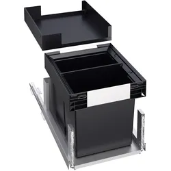 Blanco SELECT II 40/2 Combi Kunststoff, Aluminium, Stahlblech Auszugssystem zur Befestigung an, Abfalleimer, Schwarz