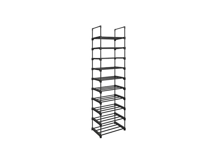 Hansiro Schuhregal Nairobi, Schwarz, Metall, 30x174x45 cm, Garderobe, Schuhaufbewahrung, Schuhregale