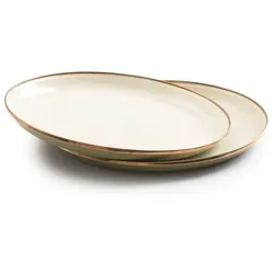 Barebones emaillierte Teller Set Enamel 2 teilig olive