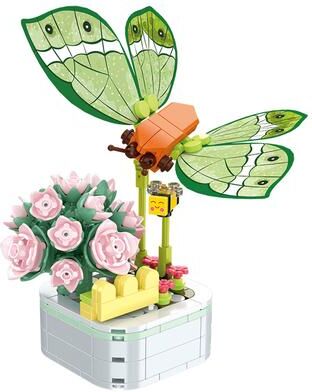 Smart Shopping Spot DIY Mini Butterfly Insect Potted Plant Bonsai Flower Block Decoration Building Block Figure Toy For Kids And Girls c
