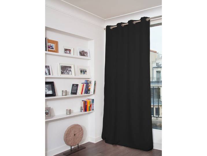 Rideau occultant total velours oeillets noir mc710 130lx250h