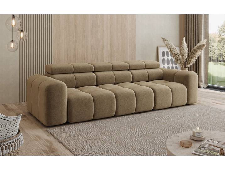 Designer Sofa 3 Sitzer Mia in Chenille - Sand - Chenille - Luxusbetten24