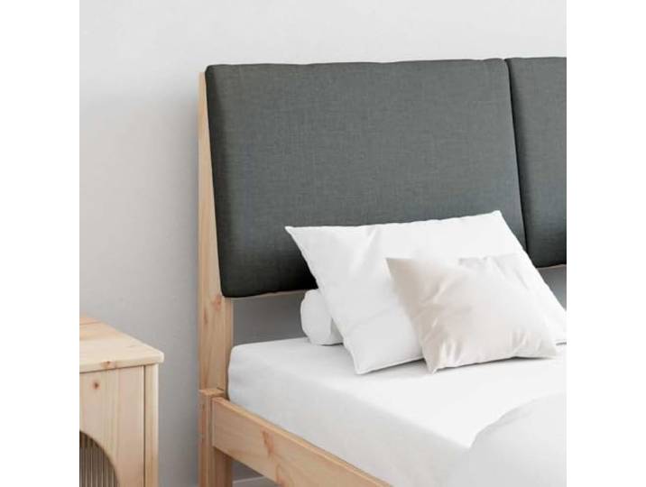 RJPLMFV Bett-Kopfteil, gepolstert, Dunkelgrau, 140 cm, massives Kiefernholz Schmutzabweisender Stoff, Rückseite fertig, Schaumstoffkissen, pflegeleicht