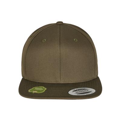 Flex Cap FLEXFIT "Flexfit Unisex Organic Cotton Snapback", Gr. onesize, braun (burntolive), 98% Baumwolle, 2% Elasthan, unifarben, Caps