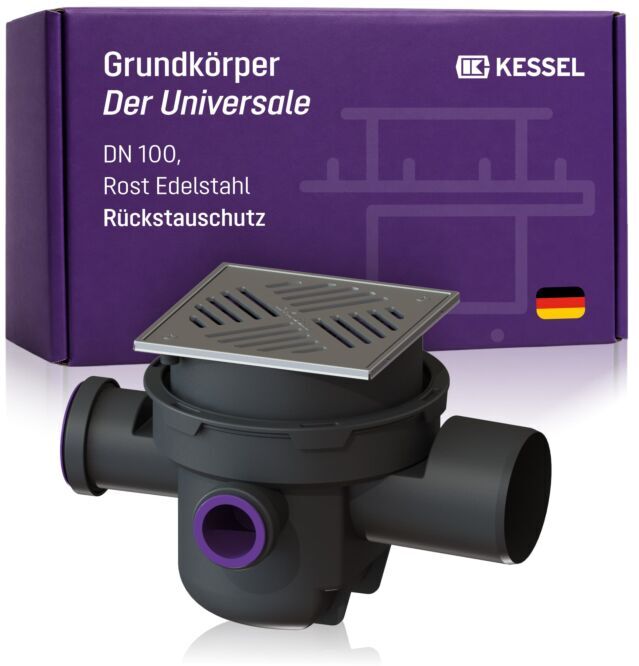 Kessel Grundkörper Der Universale 27621 DN 100, Schlitzrost, Kunststoff, schwarz