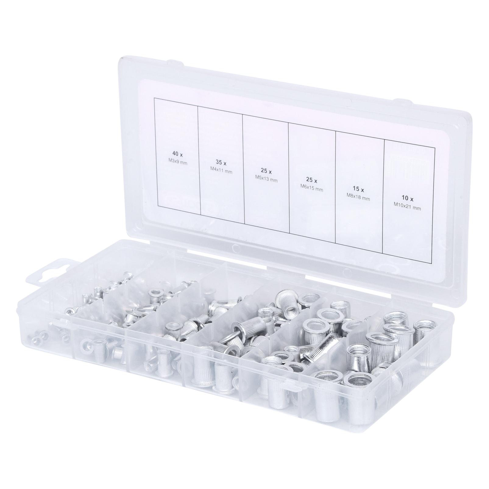 KS Tools Sortiment Gewindenieten, Aluminium, M3x9mm-M10x21mm, 150-tlg. (970.0620)