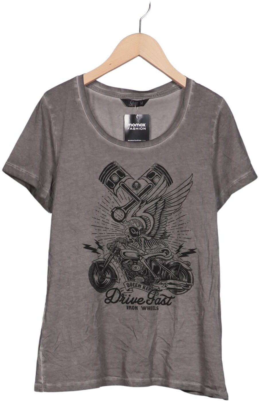 Queen Kerosin Damen T-Shirt, Grau, Gr. M, Baumwolle - Second Hand