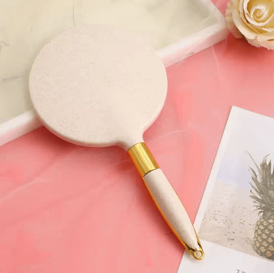Inspire Curations Vintage Handheld Vanity Mirror With Handle style 01 yellow