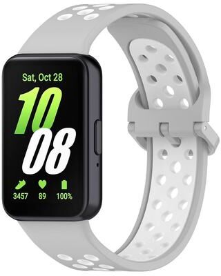 Everyday Crate XDfind Samsung Galaxy Fit 3 Silicone Watch Band Two Color Breathable Watch Strap grey White