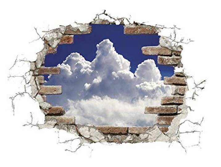 Komar Deco-Sticker Break Out Clouds Größe:100 x 70 cm (Breite x Höhe) Wandtattoo, Wand, Dekoration, Aufkleber, Sticker, Mauerdurchbruch 17724h