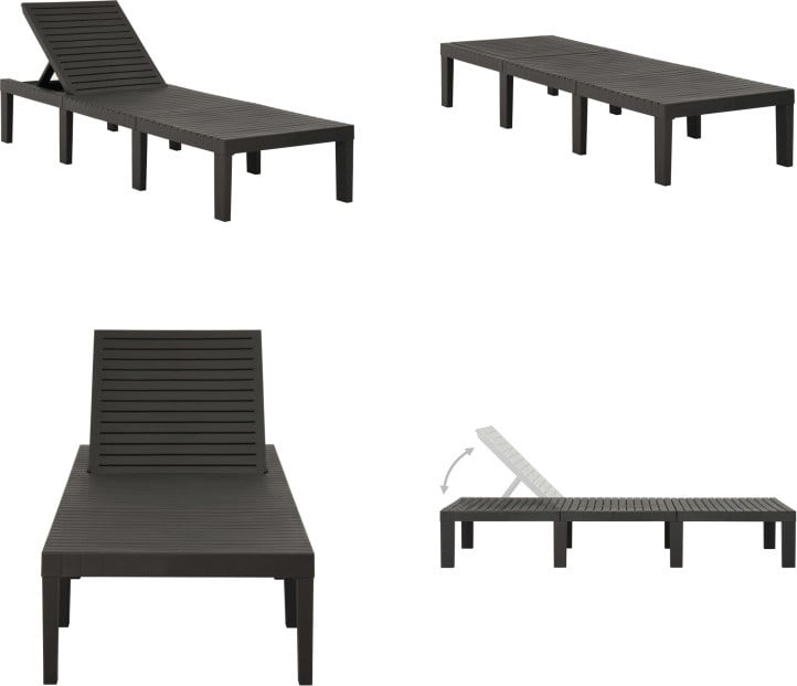 vidaXL Ligbed van kunststof, antraciet