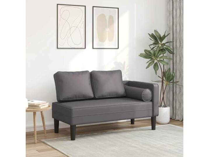 ZXQVLMRS Chaiselongue aus Kunstleder für Wohnzimmer, Recamiere mit Kissen, Grau, Relaxliege für Entspannung und Wohnbereich