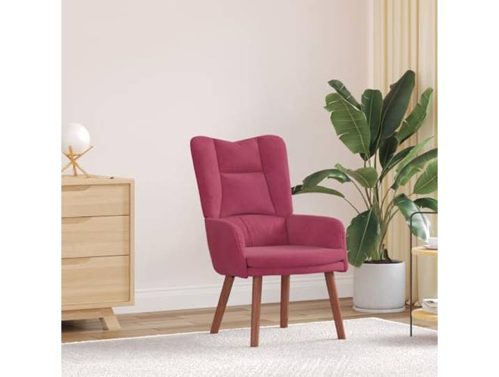 HEFZGDB Relaxsessel in Weinrot Samt mit Holzrahmen und ergonomischer Polsterung für Wohnzimmer und Büro
