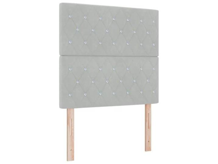 PUGYNBK Boxspringbett, LED, Hellgrau, 120 x 190 cm, Samt Verstellbares Kopfteil, RGB-Licht, personalisierbar, Massivholz, einfache Montage