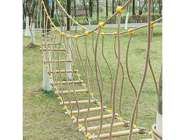 HAZEK Kindergarten Outdoor Brücke Kinder Sport Fitness Training Ausrüstung Massivholz Brücke Balance Brücke Klettern Brücke Spielzeug(Size:4m)