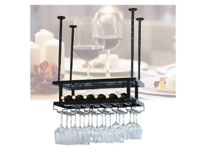 Hängende Weinglashalterung - Weinglashalter Aus Metall Bronze, Schwarz Gläserhalter Länge 60cm-100cm Weinregal Platzsparend Höhenverstellbar, Für Familie Restaurant Bar
