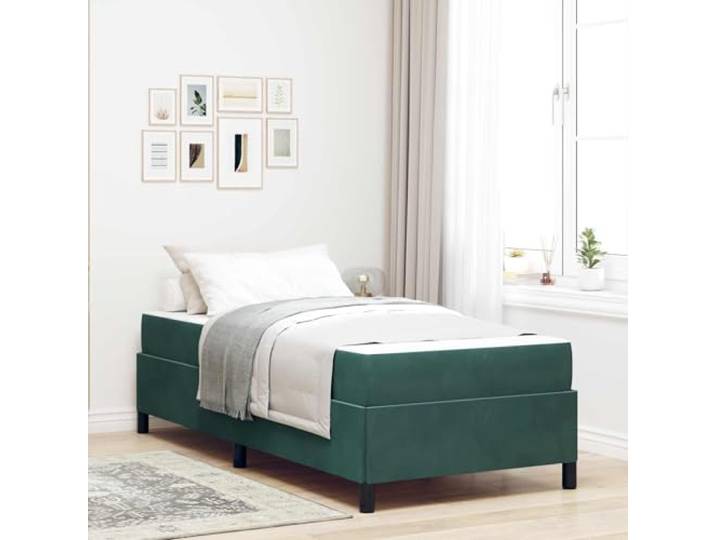 Holzwerkstoff Rahmen Modernes Design Minimalistisch Dunkelgrün 90 x 200 cm Bettrahmen mit Matratze Dunkelgrün 90x200 cm Stoff Einzelbett inklusive Taschenfederkern Lattenrost Komplettset für