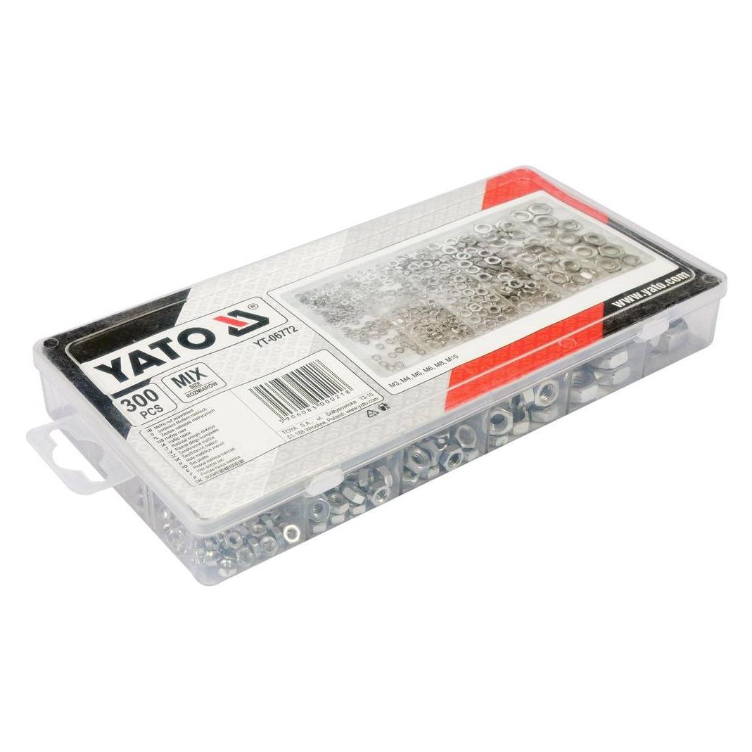 Yato 300 Pcs Nuts Assortment Metric (M10, M3, M4, M5, M6, M8) (YT-06772)