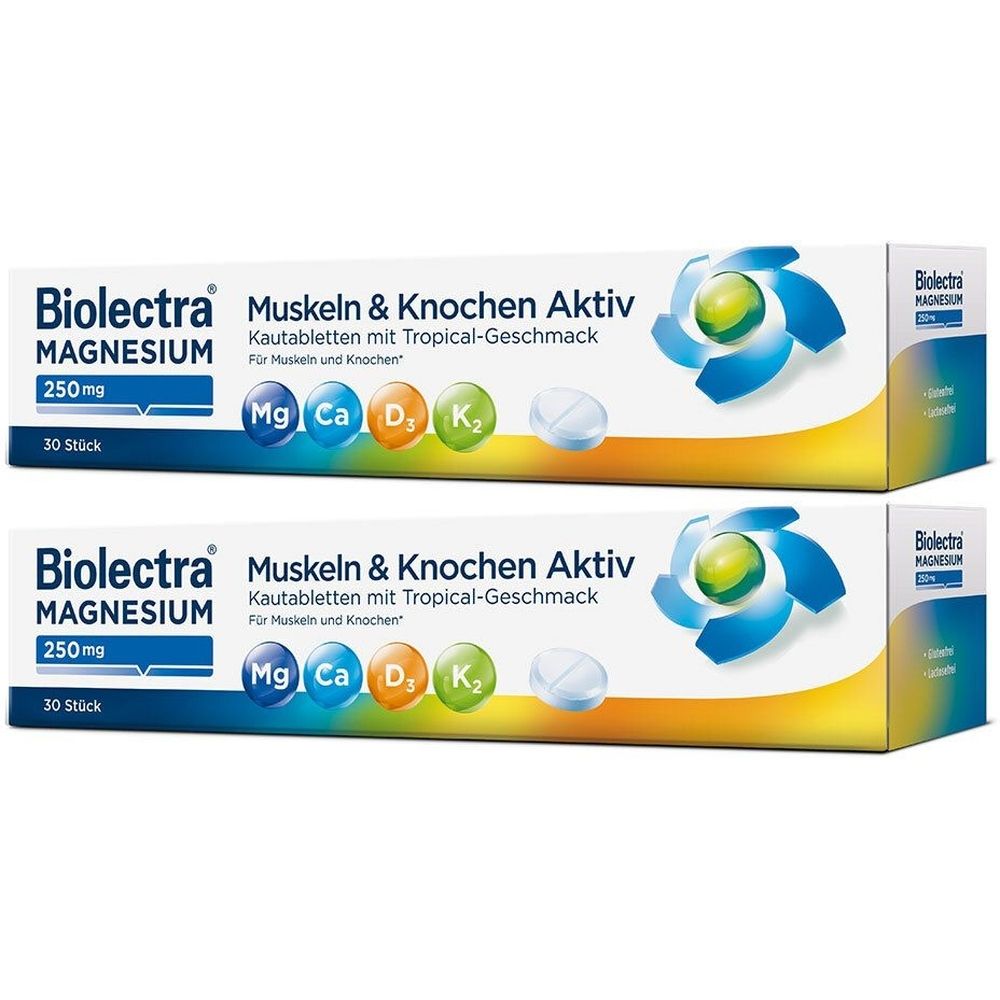 Biolectra Magnesium 250 mg Muskeln & Kno.Aktiv KTA 2x 2x30 St Kautabletten
