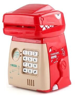 Inspired Deals Dinosaur Password Piggy Bank For Kids Automatic Coin Saving Toy red