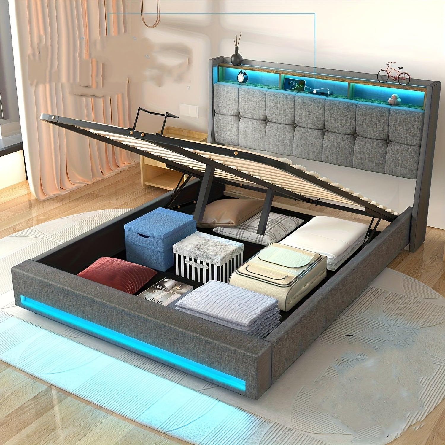 Bettgestell mit Stauraum - Bett mit Stauraum - Schlafsofa - Boxspringbett - Lattenrost - 90x200 cm