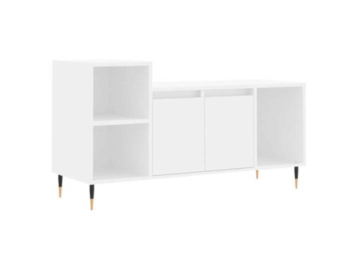 KGFHERENB TV-Schrank Weiß, 100x35x55 cm Lowboard Holzwerkstoff 5 geschlossene und offene Fächer schaffen Ordnung im Wohnzimmer oder Schlafzimmer für Receiver und Medien.