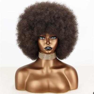 Kurze 70er Afro Perücken für Schwarze Frauen Große Synthetik Schwarze Kurze Afro Perücke 70er 8 Zoll 60er Afro Perücke für Frauen Spritzig und Weich Natürlich Aussehend Halloween Cosplay Party