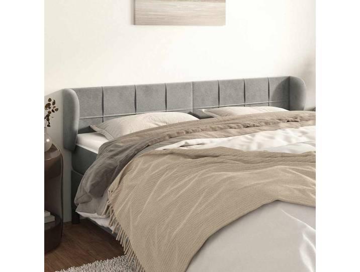 vidaXL Kopfteil mit Ohren Hellgrau 163x23x78/88 cm Samt