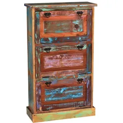 Schuhschrank 'Seaside' Massivholz, Metall Recycletes Holz Shabby Chic