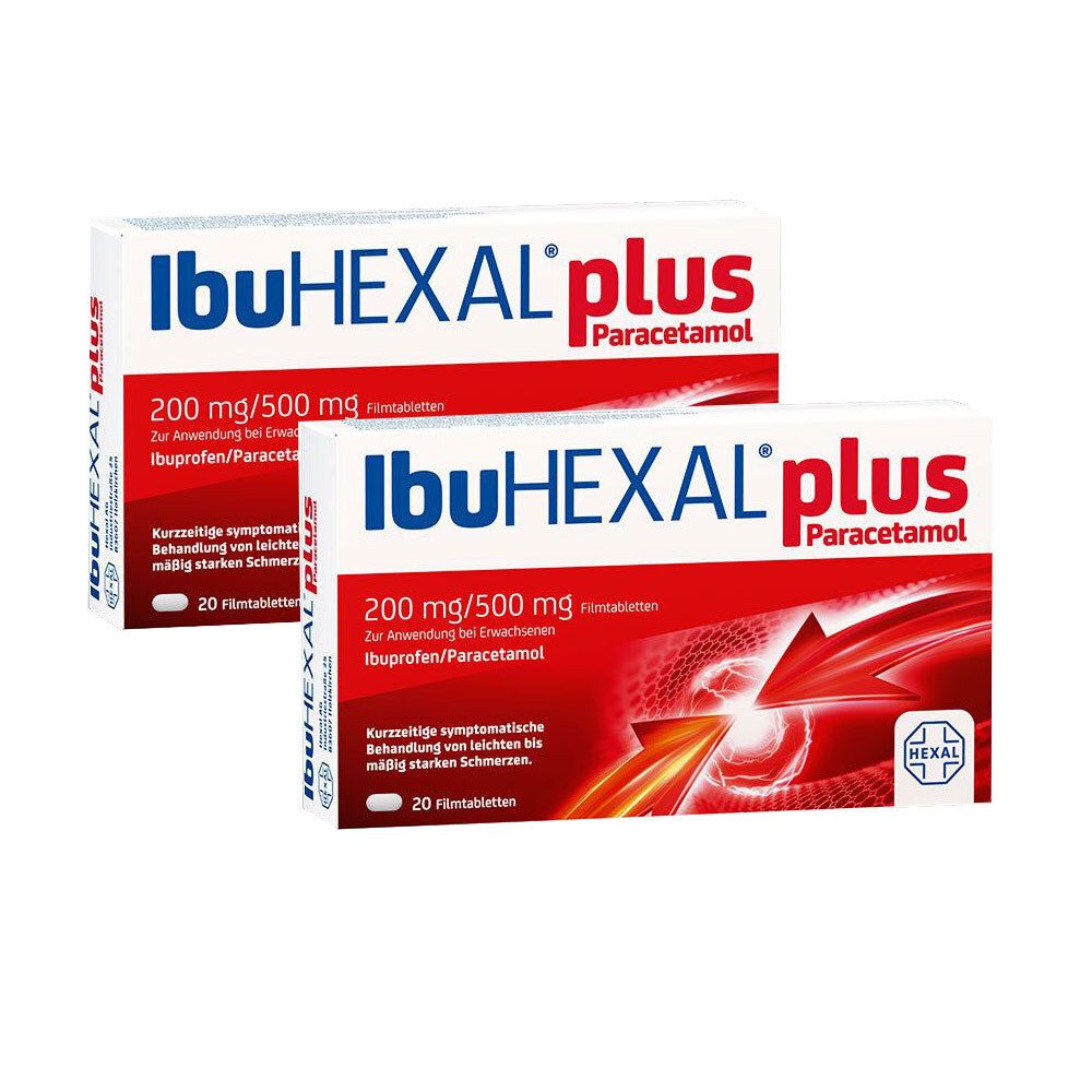 Ibuhexal plus Paracetamol 200 mg/500 mg Filmtabl. Doppelpack 2x20 St Filmtabletten