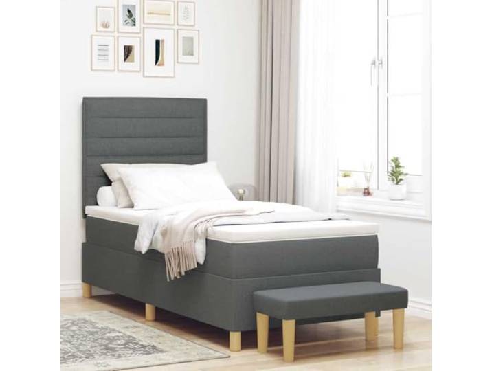 Schaumstoffmatratze Modernes Design Boxspringbettrahmen Grau 80 x 200 cm Boxspringbett mit Matratze Dunkelgrau 80 x 200 cm Stoff Polsterbett mit Bettkasten Komfort-Schaummatratze