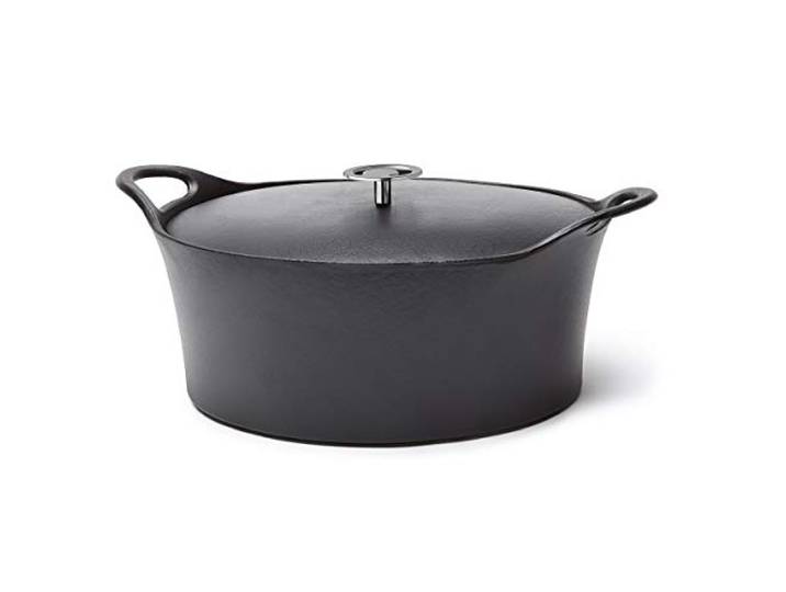 Cuisinox C61180WX38869 Volcan Bräter, oval, 35 cm, Gusseisen, emailliert, Schwarz, mit Deckel