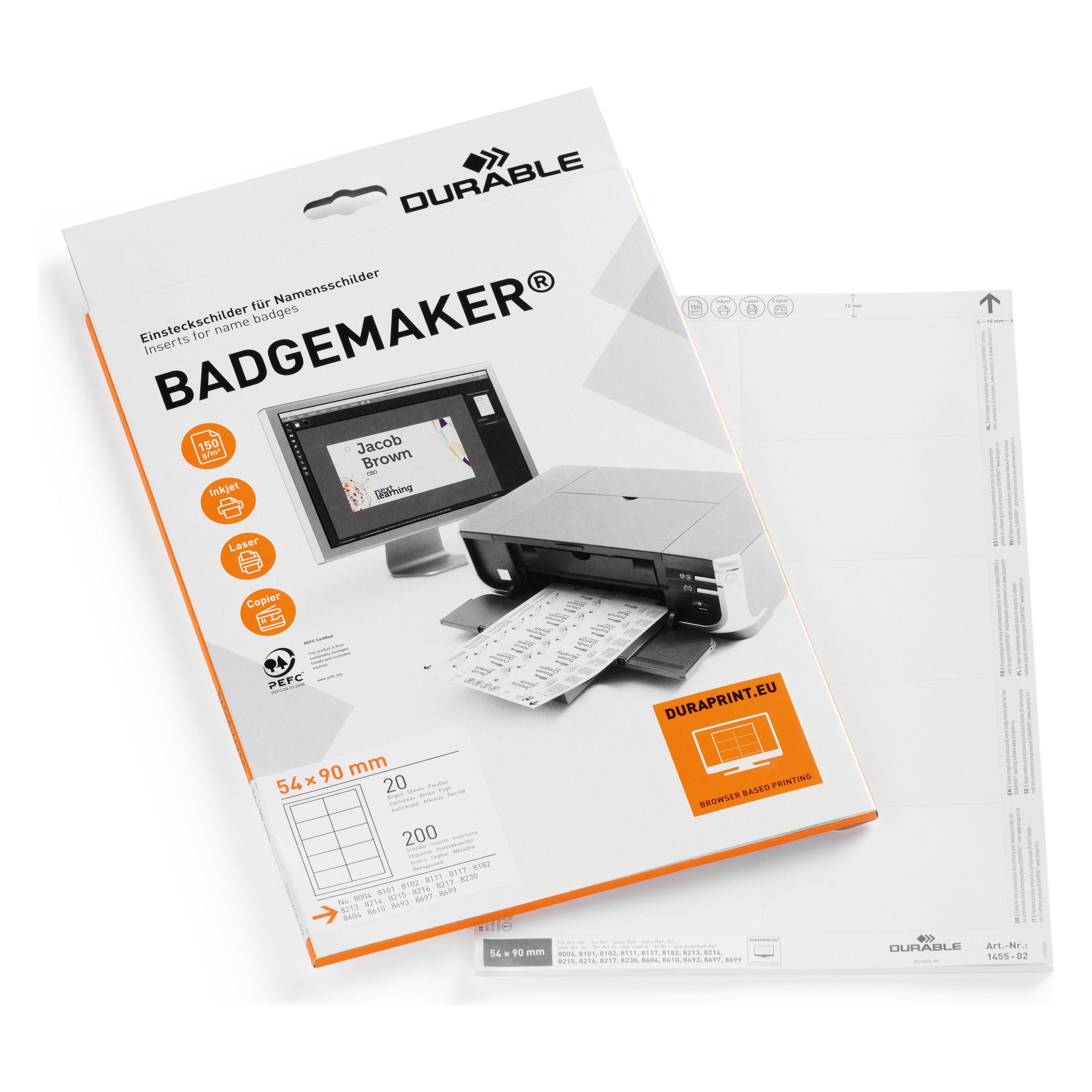 Durable Einstecketiketten Badgemaker für Namensschilder (145502)
