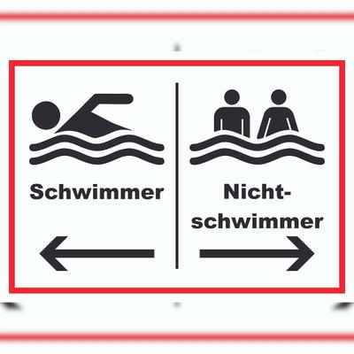HB-Druck Schwimmer Nichtschwimmer Schild A0 Rückseite selbstklebend