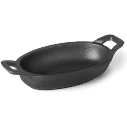 LACOR mini ovale Kasserolle MAGMA Gusseisen mit Holzboden 21,7x15cm 700ml 25883