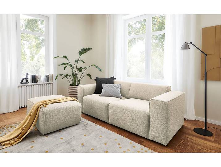 Tabouret rembourré Mandrio 92 x 44 x 66cm Beige Tissu Hevi: Beige