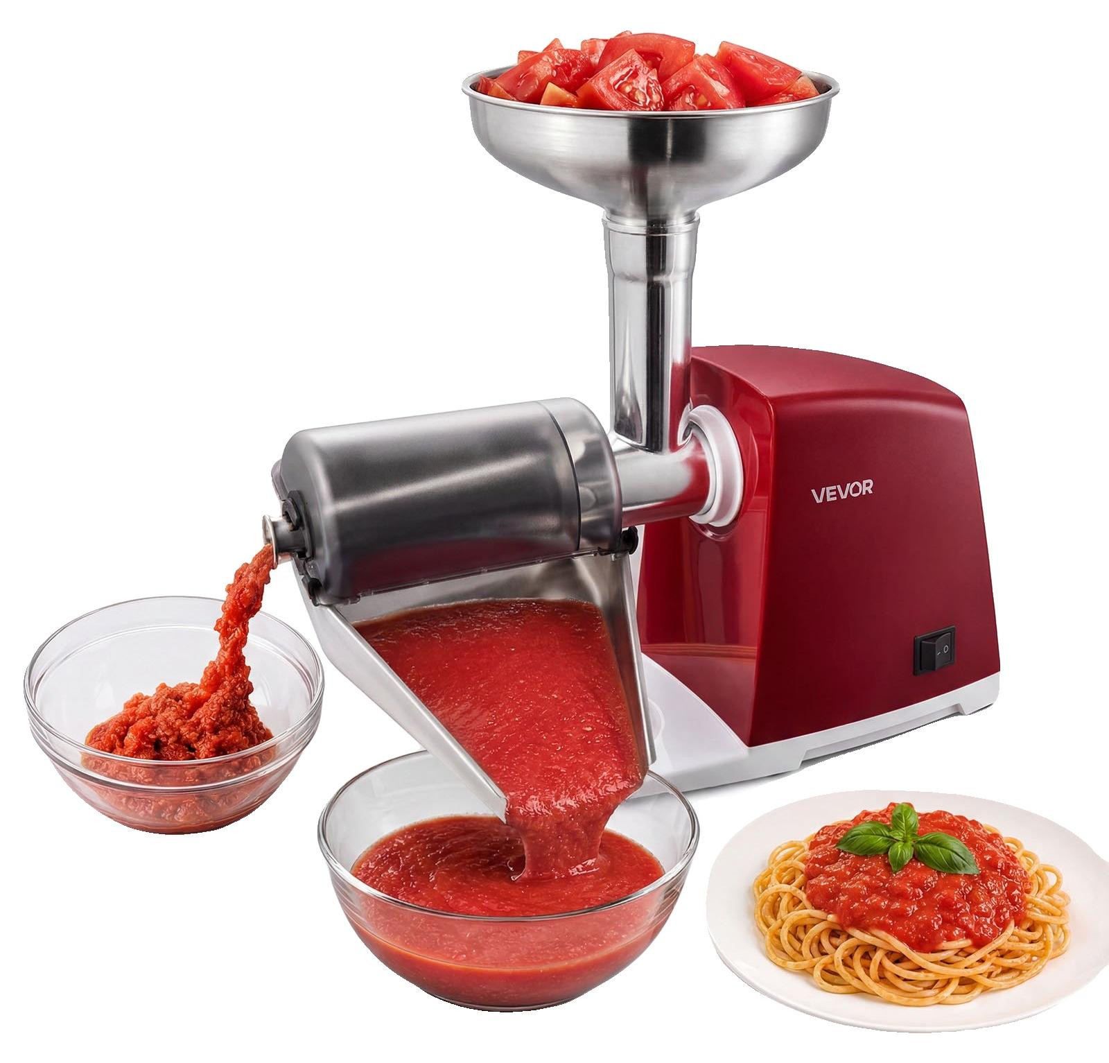 VEVOR Elektrische tomatenmolen 800W, roestvrijstalen sausmaker voor sauzen en salsa, Rood