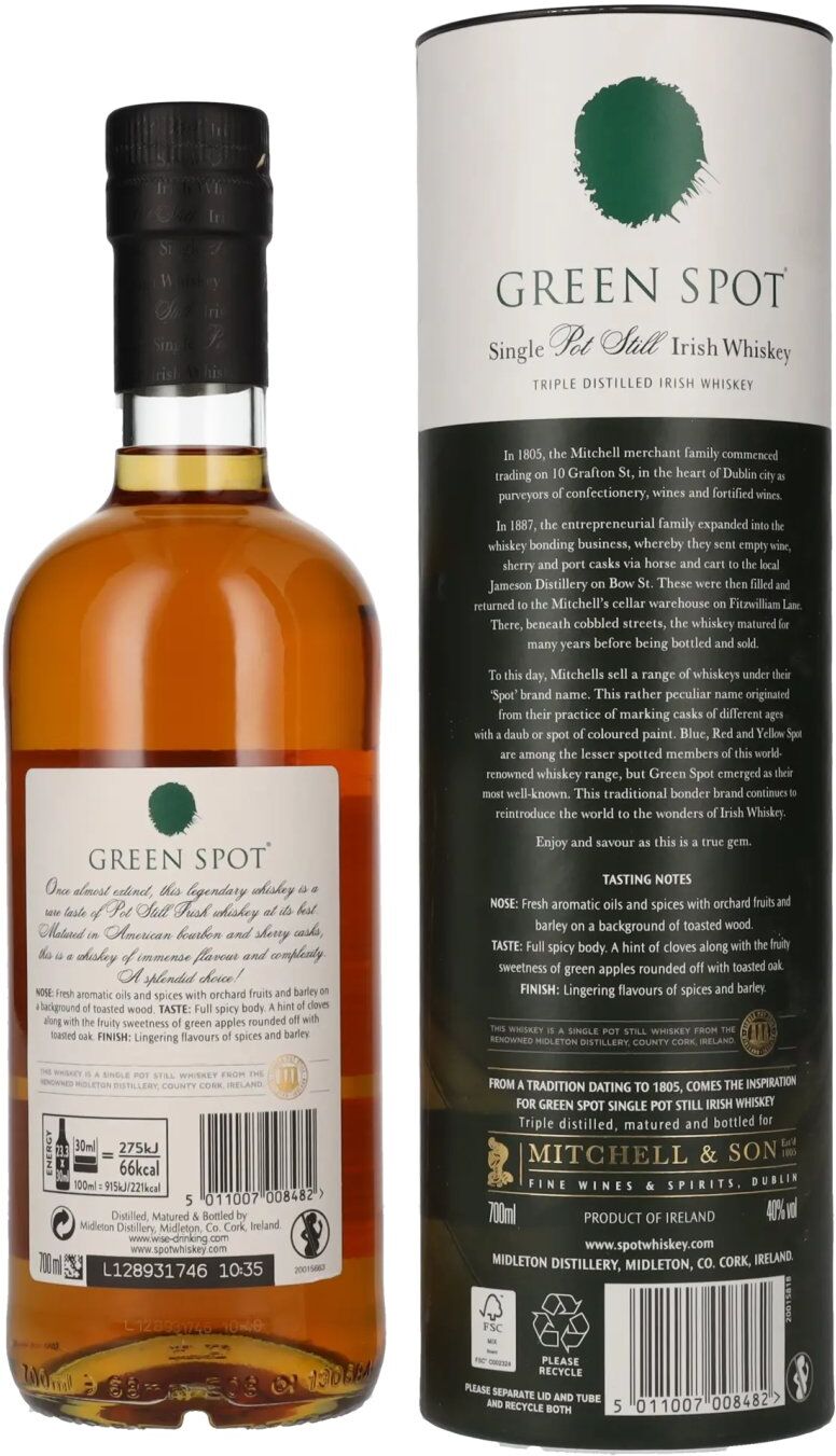 Spot Whiskey Green Spot Single Pot Still Irish Whiskey 40% Vol. 0,7l in Geschenkbox