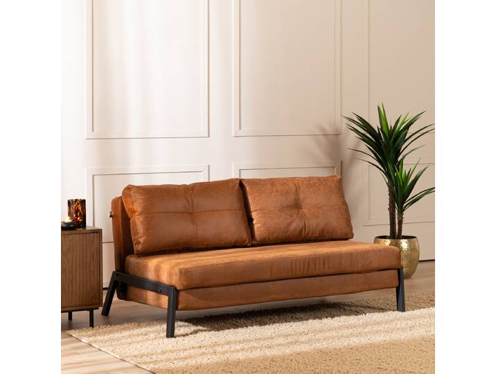 Bronx71 Schlafsofa 2-Sitzer Mikko Eco-Leder cognac
