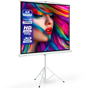 ESMART Beamer-Leinwand Economy EXS Stativ, 111 Zoll, 200 x 200 cm, Format 1:1, Stativleinwand
