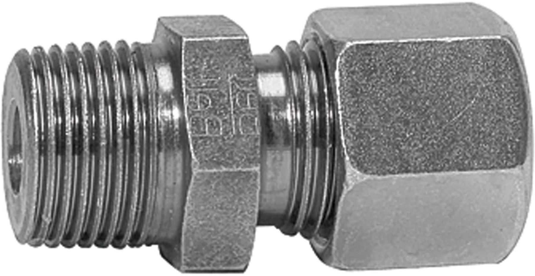 Riegler Gerade Einschraubverschraubung, R 1/2 a., Rohr-Ã˜ 10, Stahl verz. (V 39)