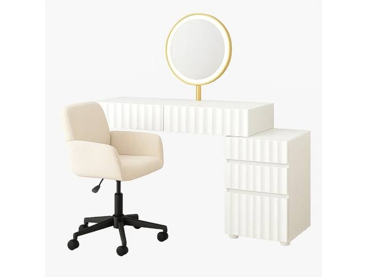 Coiffeuse blanche moderne et chaise pivotante