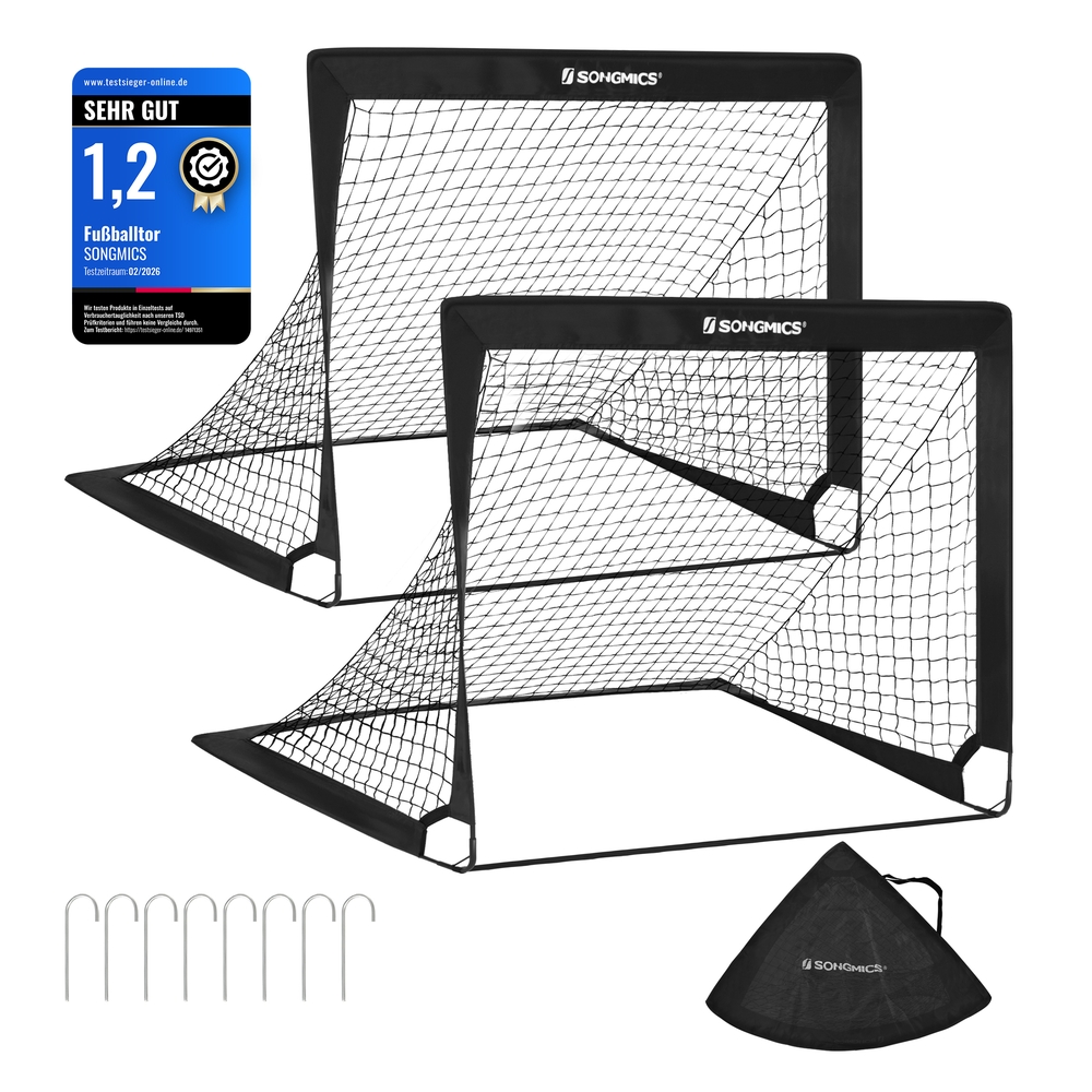 SONGMICS Fußballtore für Kinder schwarz SZQ122B02
