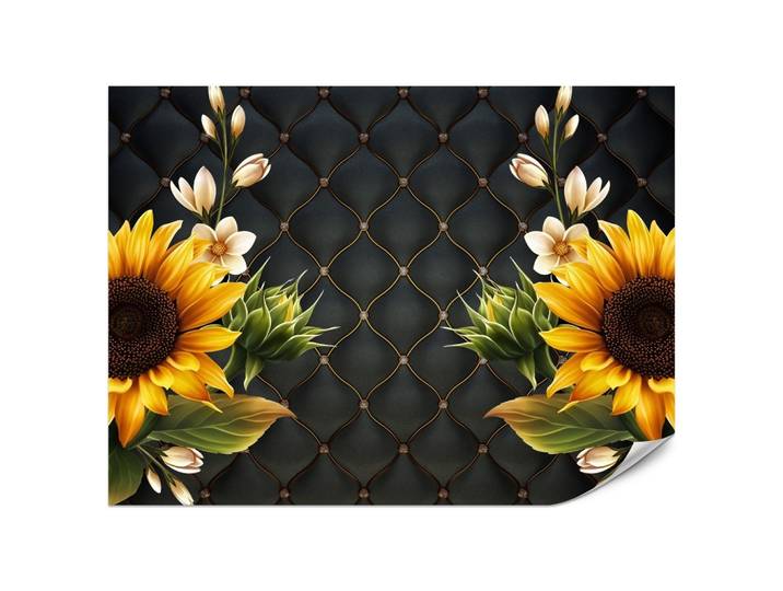 FOTOTAPETE für Küche Blume Sonnenblumen auf gestepptem Hintergrund 200x140