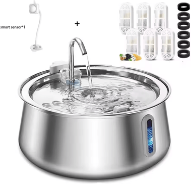 Inspire Curations AquaPure 4L Stainless Steel Pets Water Fountain chip And Sensor 4l